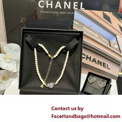 chanel Metal & Glass Pearls Gold, Blue & Pearly White CHOKER ABC711 2024 - Click Image to Close